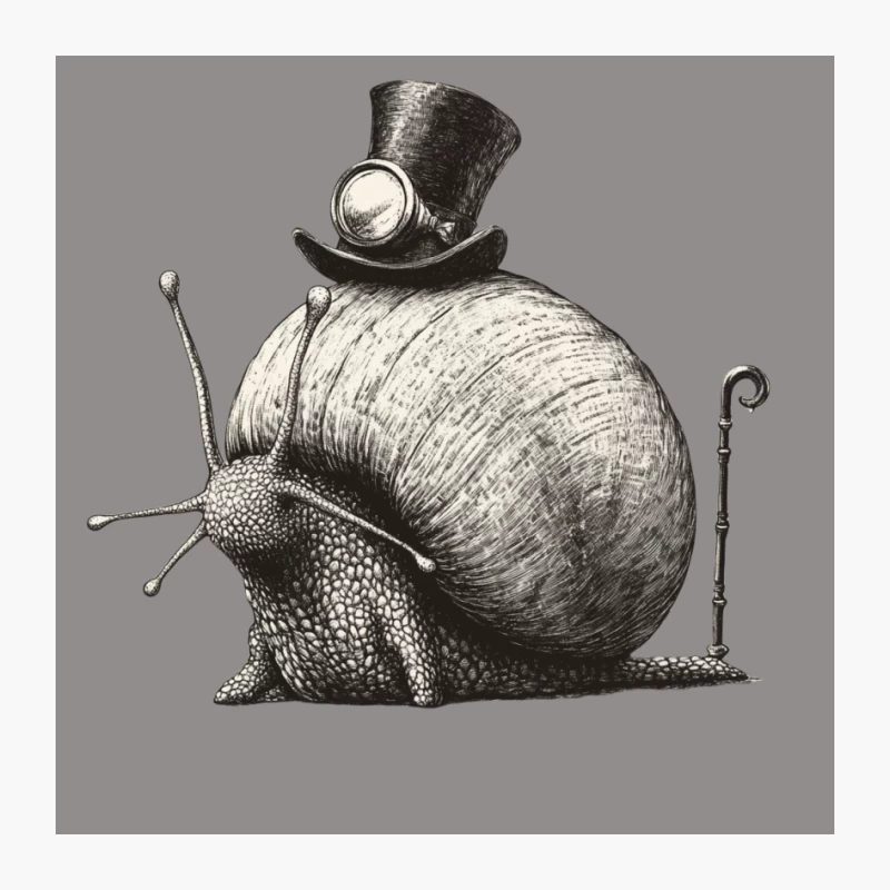 Dapper Snail: A Surreal Anthropomorphic Illustration Pin