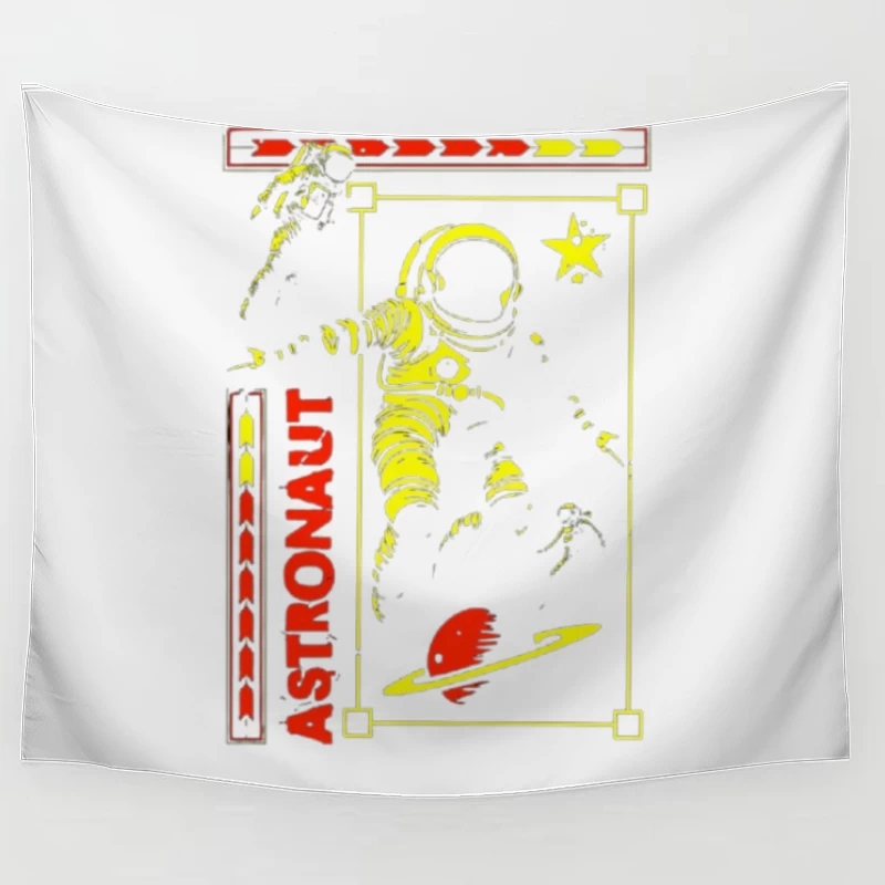 Retro Space Astronaut Vintage Poster Design Tapestry