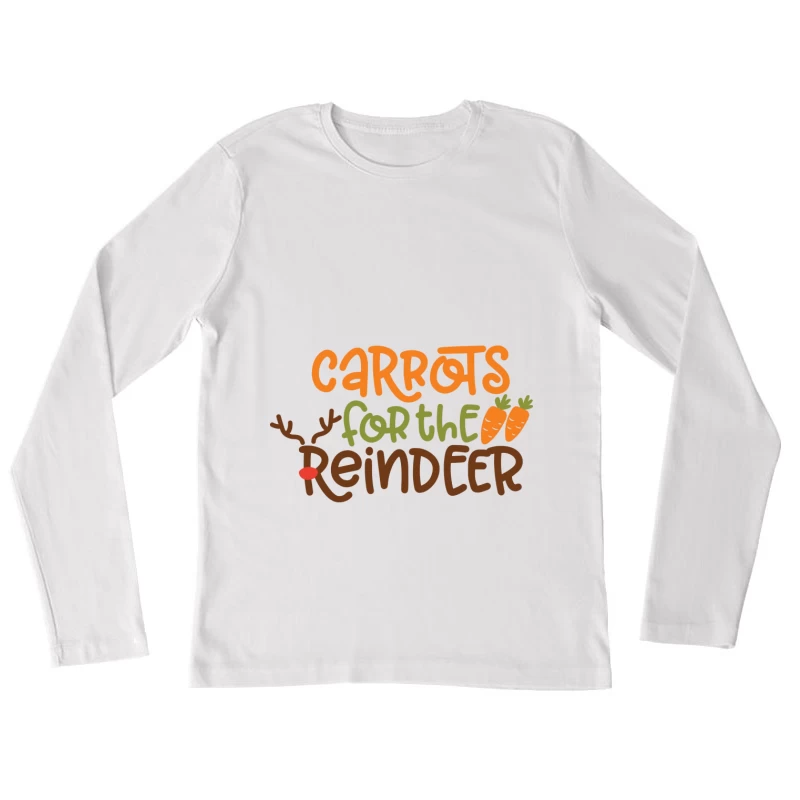Carottes pour le renne, design de Noël coloré Femme Manches Longues T-Shirt