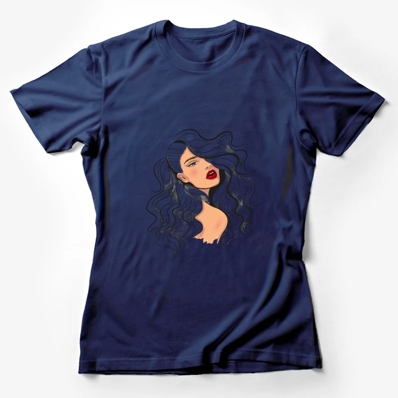 Portrait of a Beautiful Woman with Flowing Hair Female T-Shirt