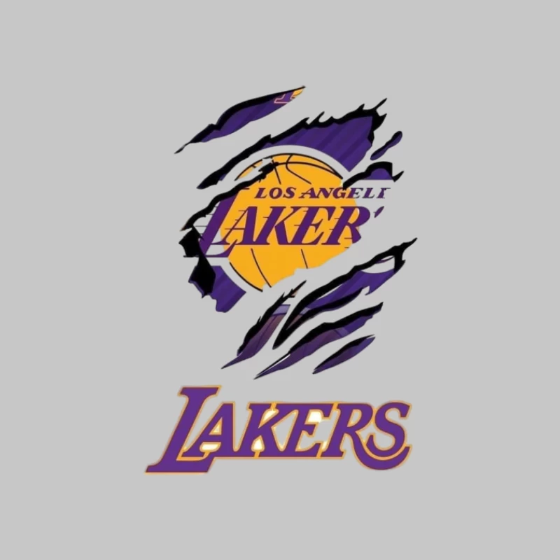 Logo des Los Angeles Lakers avec griffures Homme Manches Longues T-Shirt