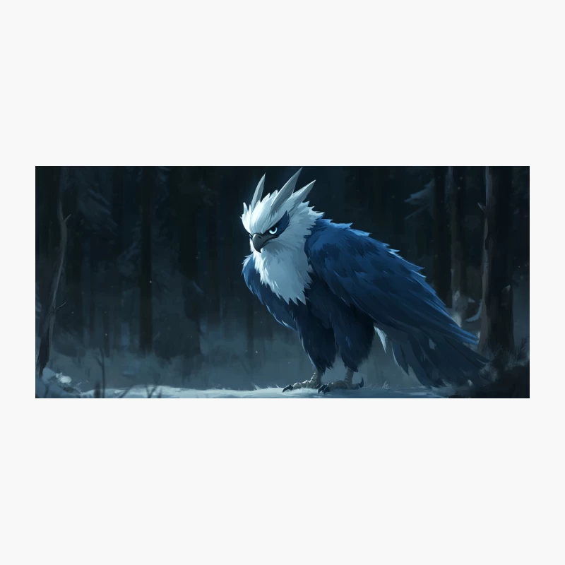 Majestic Blue Griffin in Wintry Forest Coffee Mug