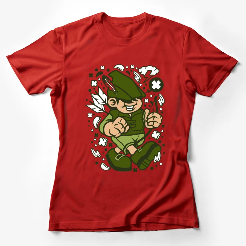 Personnage ludique en tenue verte Femme T-Shirt