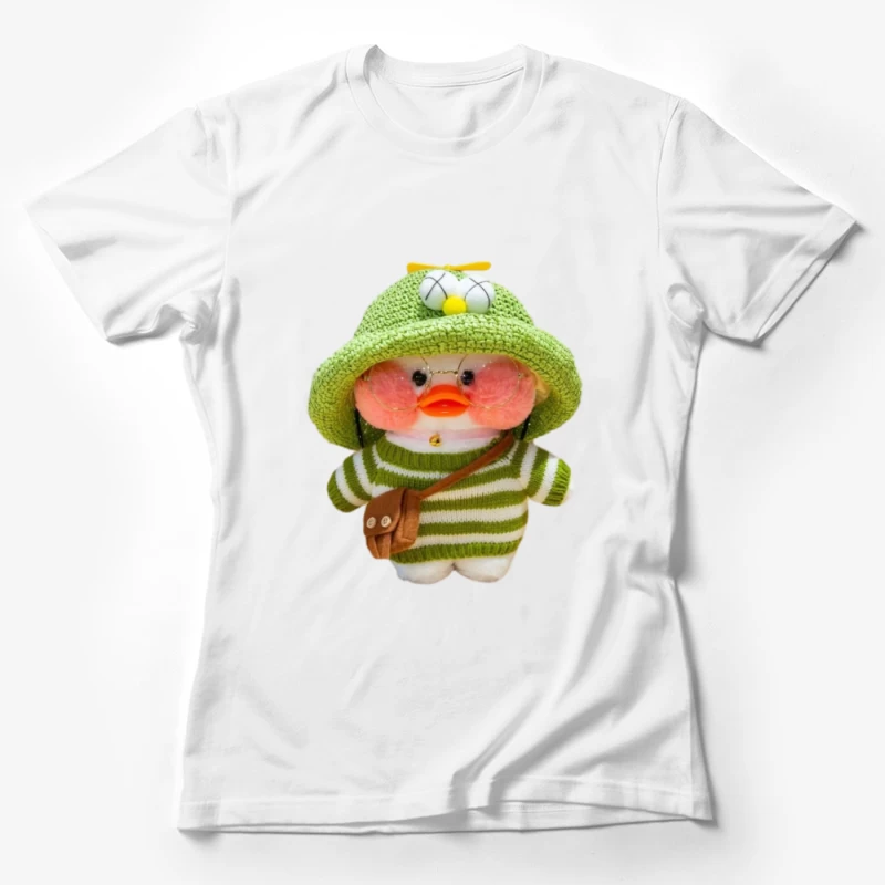 Kuscheliges Entenstofftier mit grüner Kleidung und Accessoires Damen T-Shirt