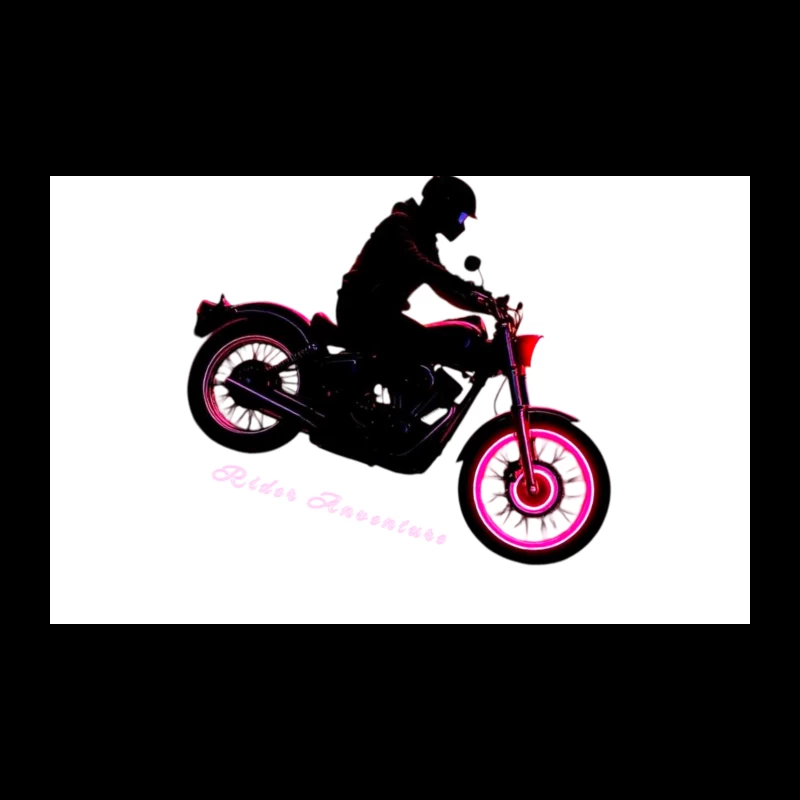 Neon-Glowing Vintage Motorcycle Rider Silhouette Travel Mug