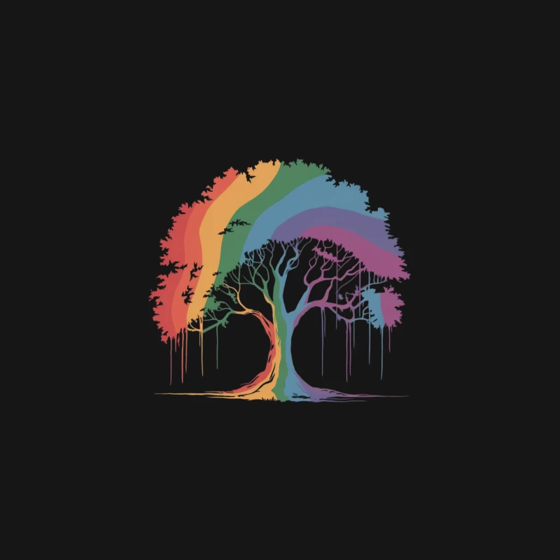 Vibrant Rainbow Tree: A Colorful Symbol of Nature and Diversity Mouse Pad