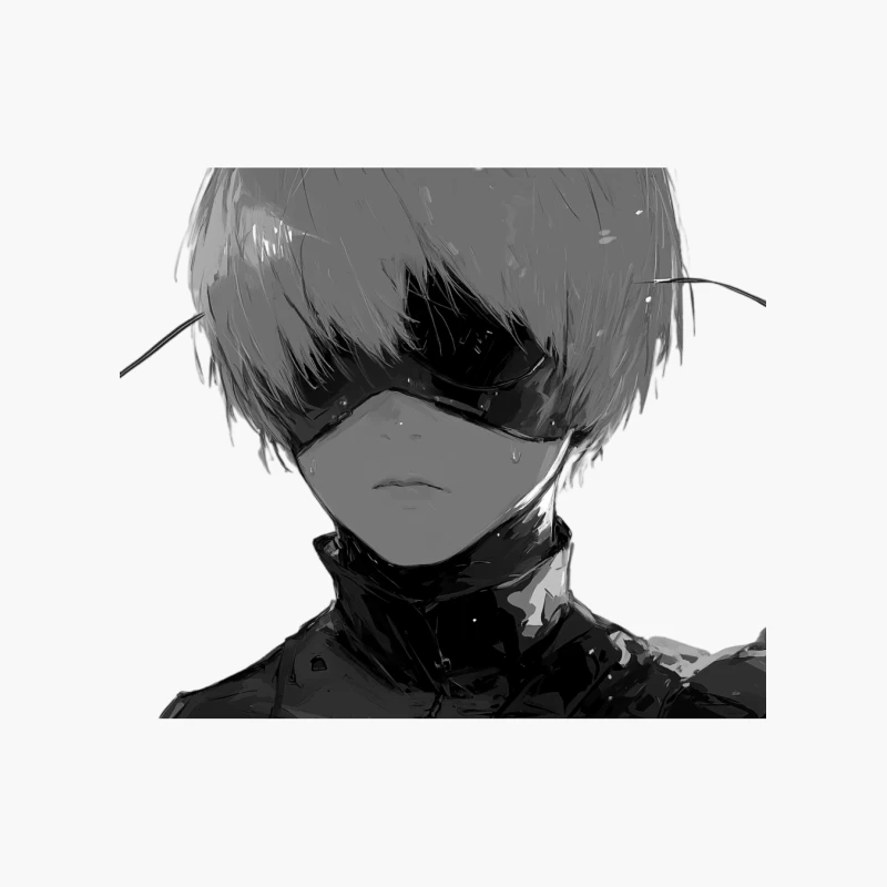 NieR:Automata Mysterious Monochrome Anime Character with Blindfold Cotton Tote Bag