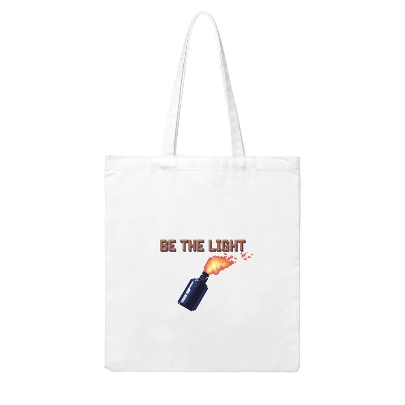Pixelated Torch Illuminates Motivational Message Cotton Tote Bag