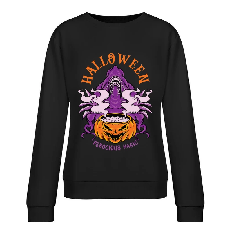 Halloween Ferocious Magic Design Female Pullover Sweatshirt