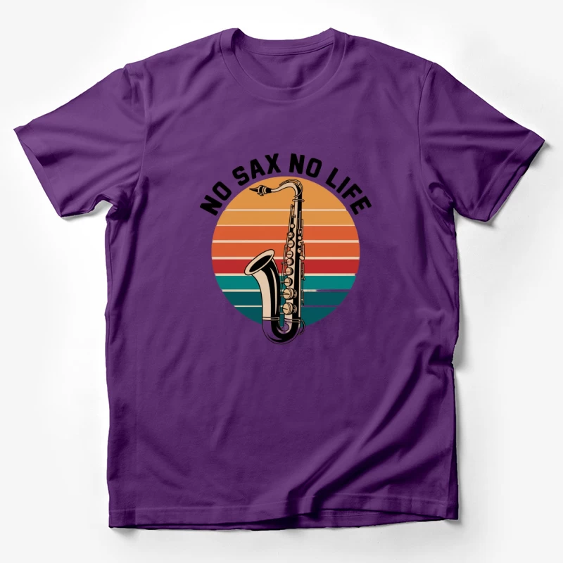 Retro Sunset Jazz Saxophone Music Design Male T-Shirt