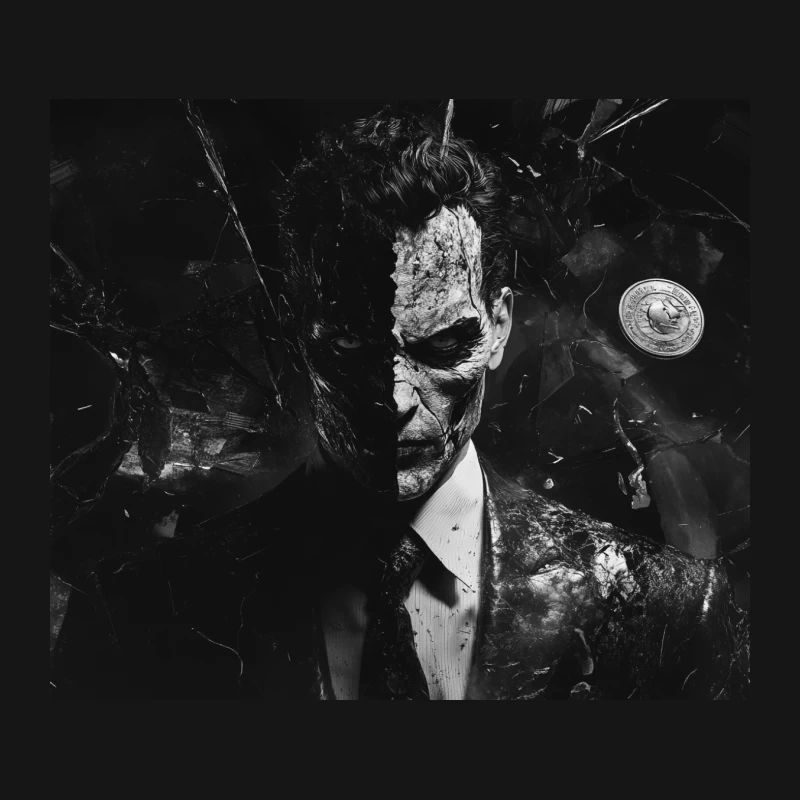 Two-Face: Dark Portrait of a Divided Villain Mouse Pad