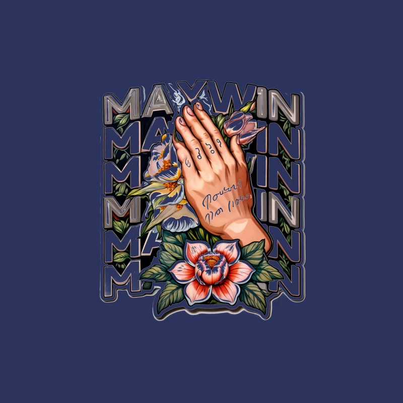 Praying Hands with Floral Design Male T-Shirt