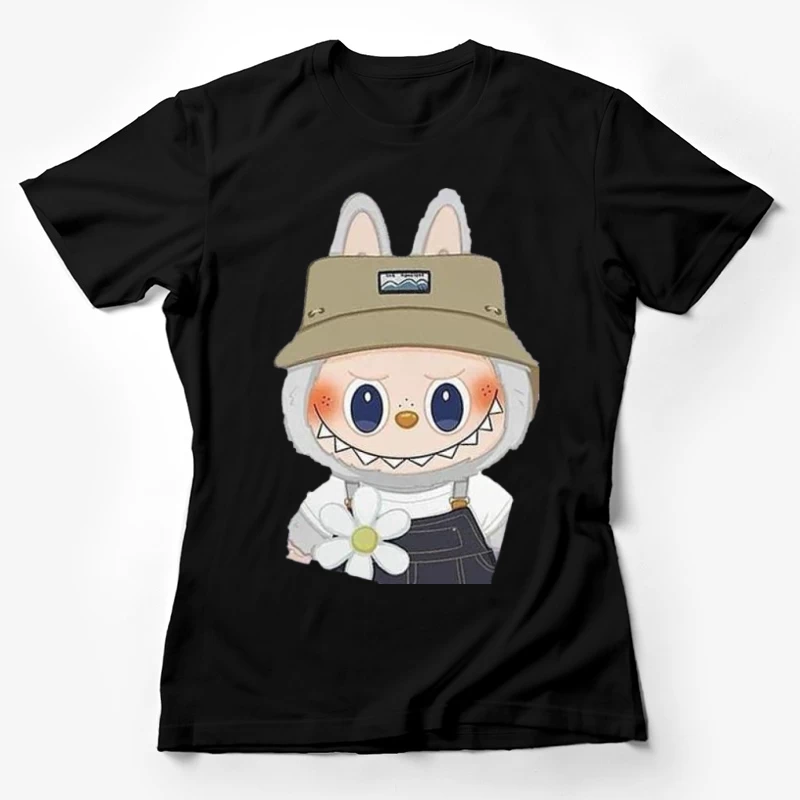 Niedlicher Cartoon-Hase mit Hut und Blume Damen T-Shirt