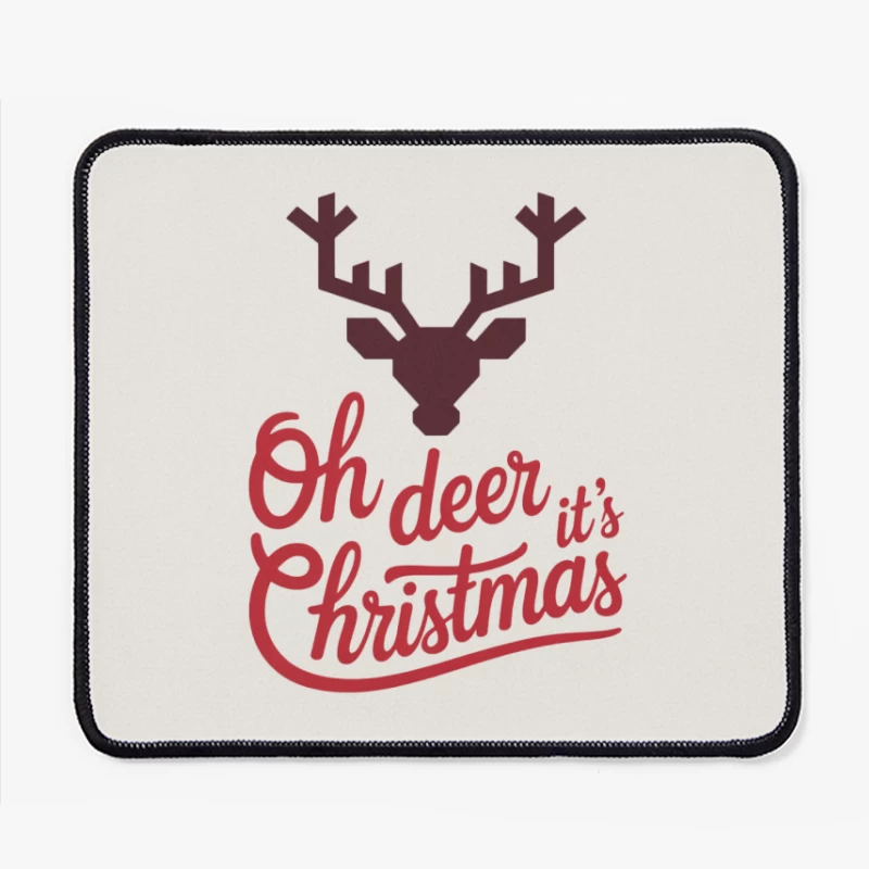 Festive Christmas Deer Typography Holiday Art Mouse Pad