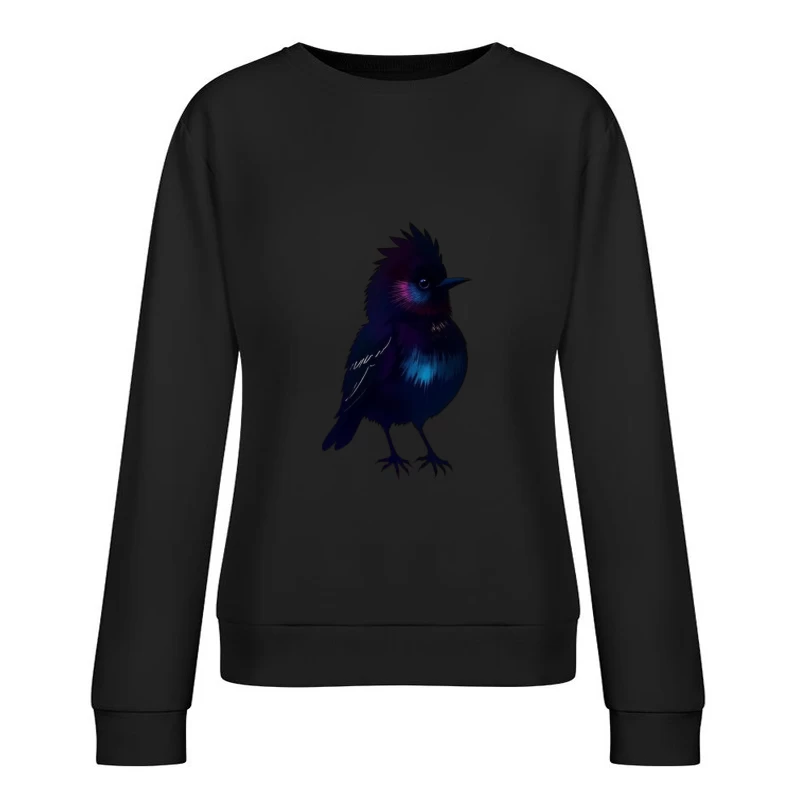 Mystical Glowing Black Bird Silhouette Female Pullover Sweatshirt