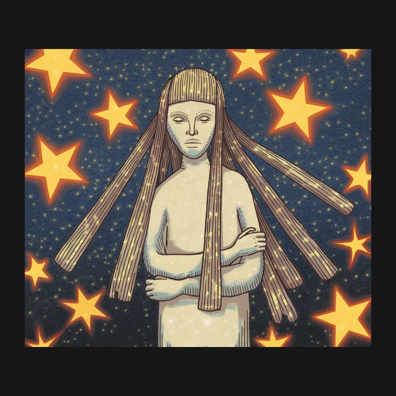 Mystical Celestial Figure Surrounded by Cosmic Stars Mouse Pad