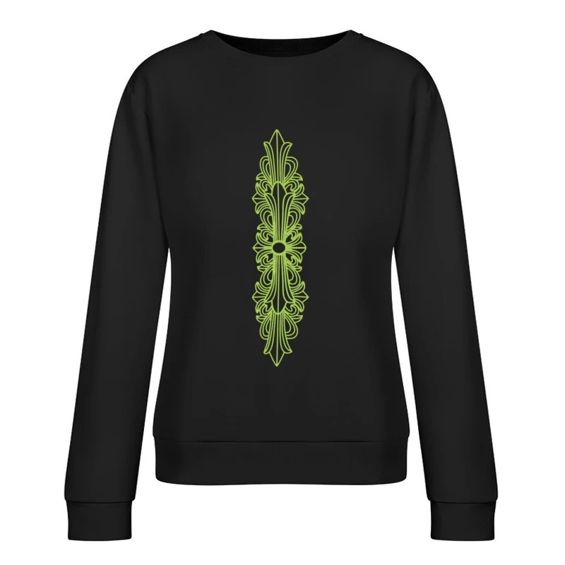 Grünes Ornamentales Design Damen Pullover Sweatshirt