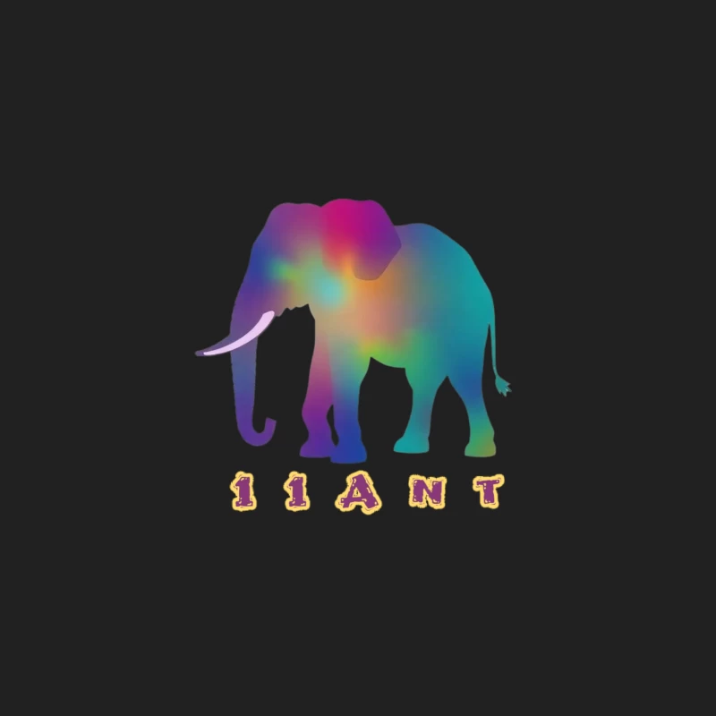 Rainbow Gradient Elephant Silhouette with "11ANT" Text Bucket Hat