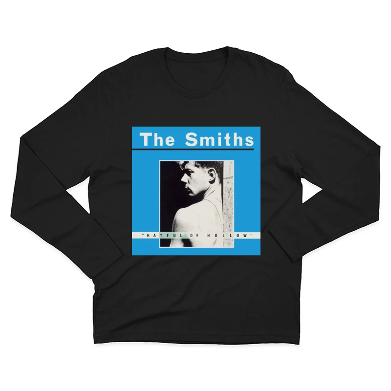 The Smiths "Hatful of Hollow" Album Cover with Black and White Portrait on Blue Background Male Long Sleeve T-Shirt