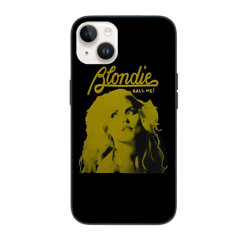 Vintage Blondie "Call Me" Album Cover in Yellow Monochrome iPhone Case