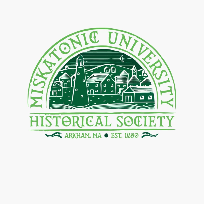 Miskatonic University Historical Society Logo: Arkham's Green Circular Emblem Cotton Tote Bag