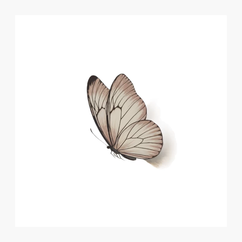 Elegant Beige Butterfly with Delicate Wings Pin