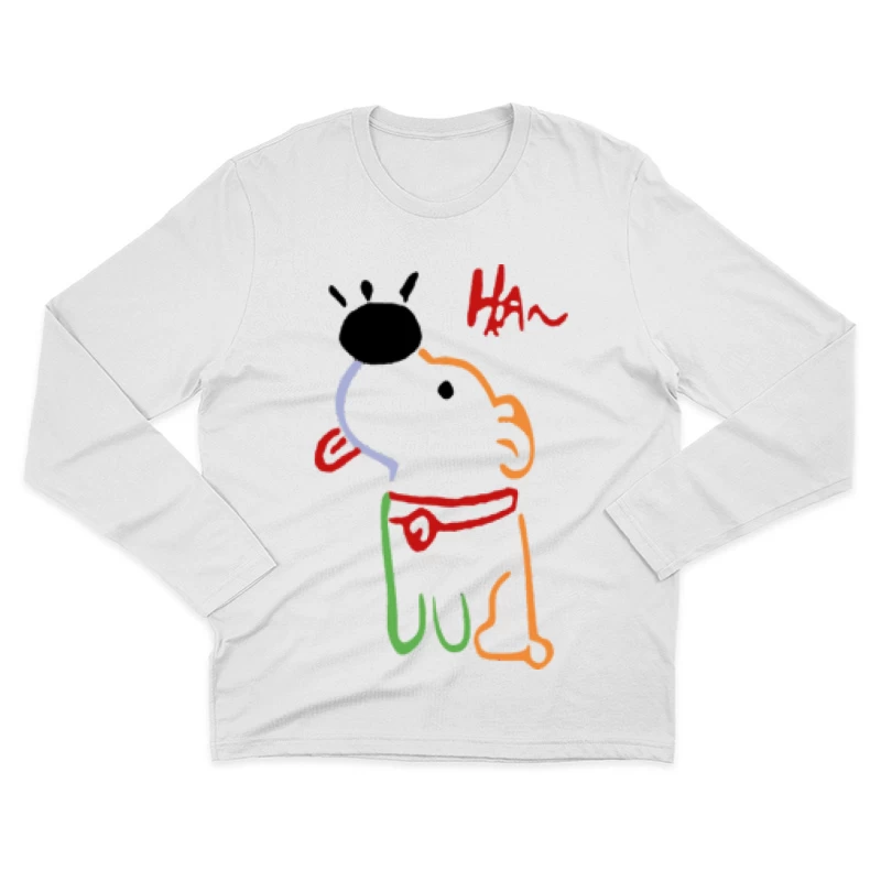 Lustiger Hund mit rotem Halstuch Herren Langarm T-Shirt