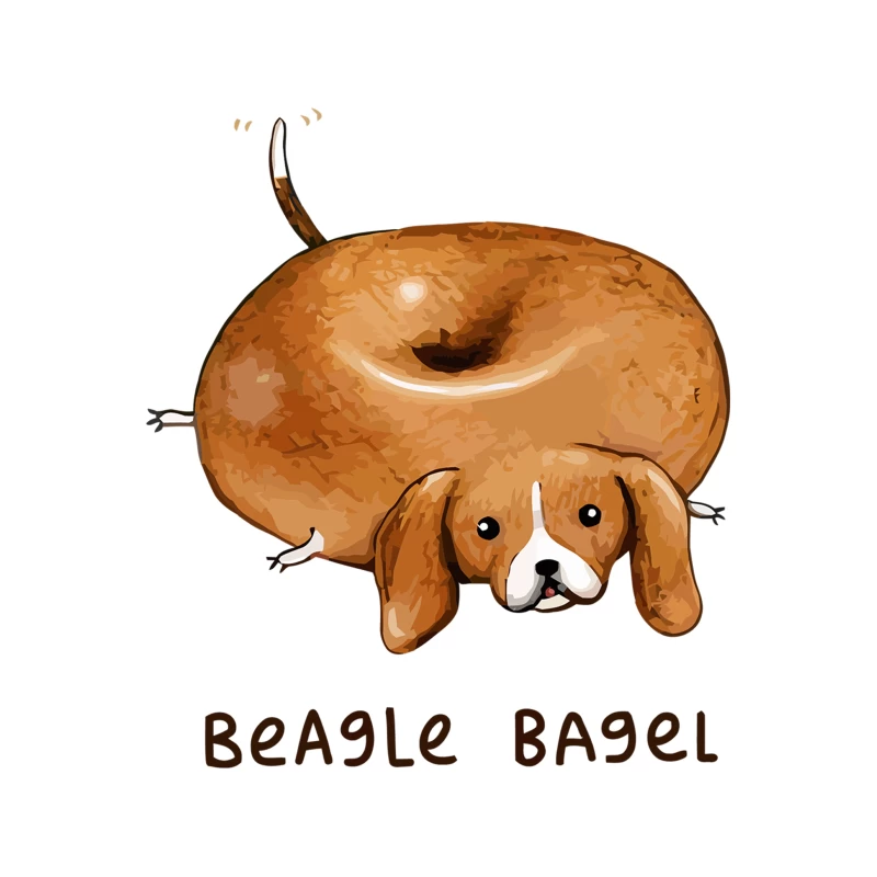 Beagle Bagel: A Whimsical Dog-Food Pun Illustration Tapestry