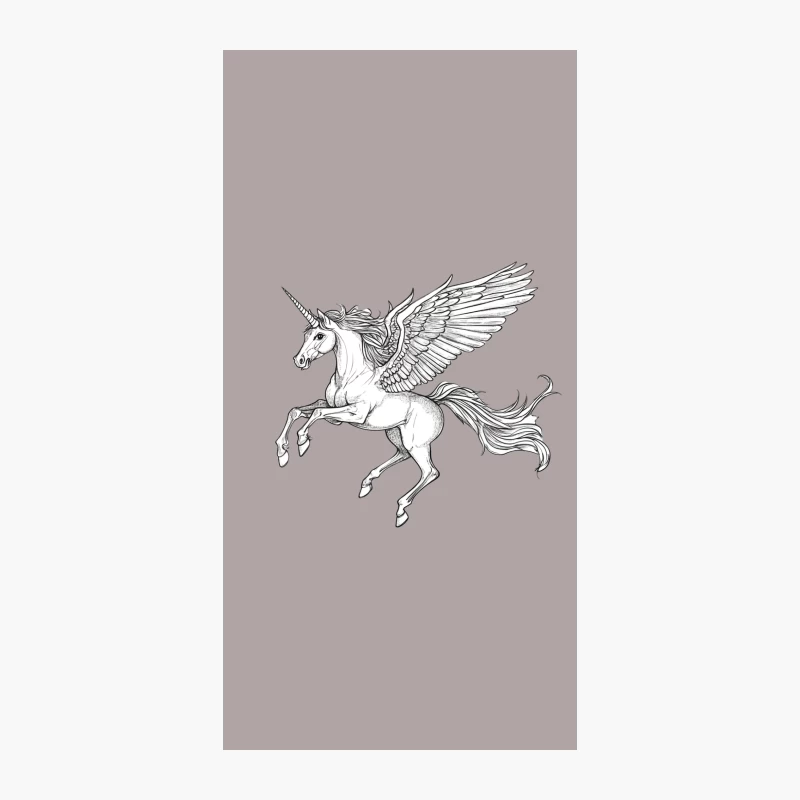 Mythical Winged Unicorn: Fantasy Creature Sketch iPhone Case
