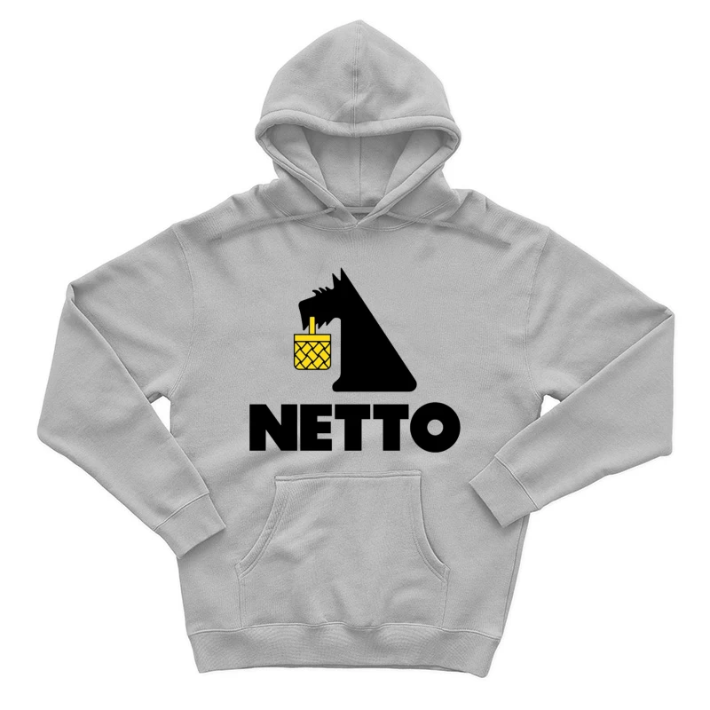 Netto Supermarket Logo with Black Dog and Yellow Basket Male Pullover Hoodie