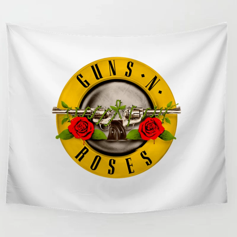 Guns N' Roses Classic Rock Band Logo with Pistols and Roses Tapestry