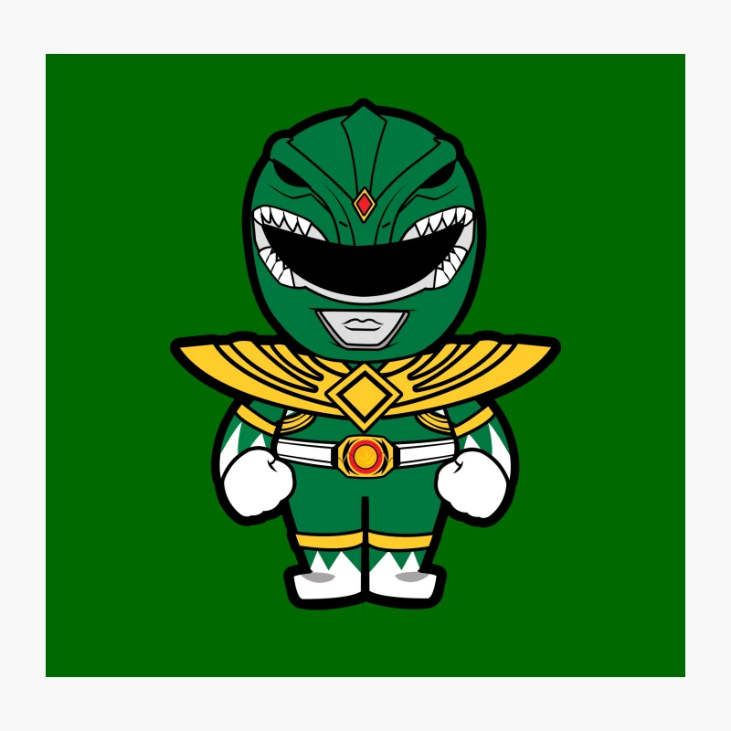 Cute Cartoon Green Power Ranger Superhero Mascot Throw Pillow