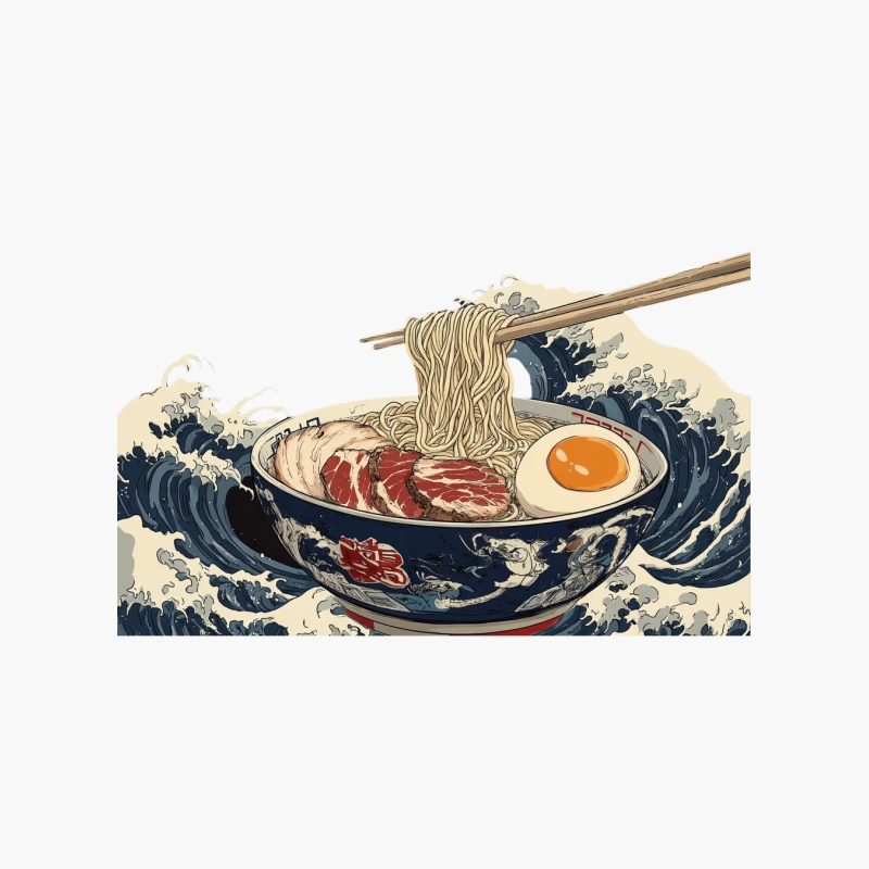 The Great Wave of Ramen: An Artistic Japanese Cuisine Illustration Cotton Tote Bag