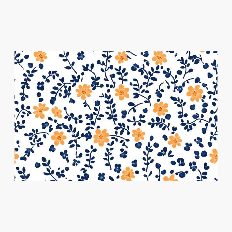 Retro Blue and Orange Floral Seamless Pattern Travel Mug