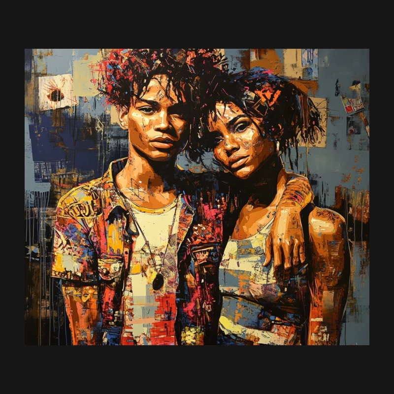 Vibrant Urban Portrait: Textured Modern Painting Mouse Pad