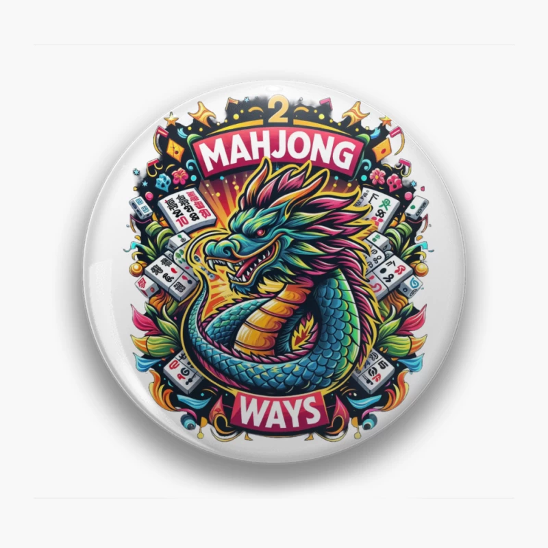 Majestic Dragon with Mahjong Tiles Pin