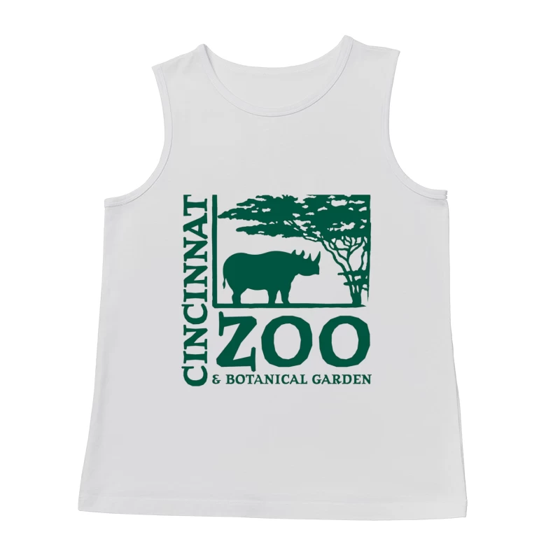 Cincinnati Zoo & Botanical Garden Logo with Rhinoceros and Acacia Tree Male Tank Top