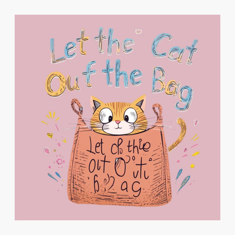 Whimsical Cat in Bag Illustration with Playful Typography Pin