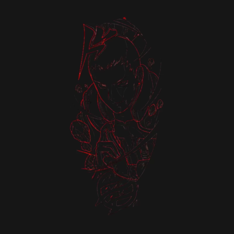 Mystische Zeichnung mit dunklen Linien Damen Langarm T-Shirt