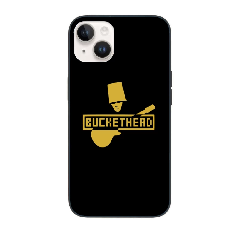 Gold Buckethead Guitar Player Logo Design iPhone Case