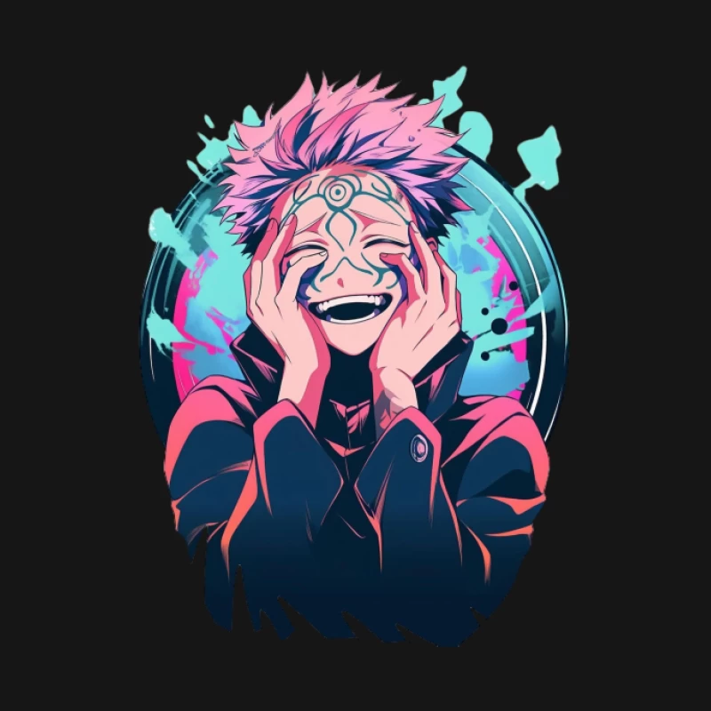 Lachender Anime-Charakter mit Muster Damen T-Shirt