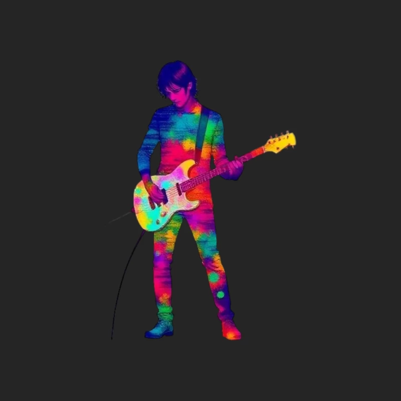 Colorful Musician Playing Electric Guitar Male Pullover Sweatshirt