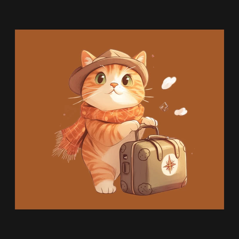 Cute Cartoon Cat Ready for Adventure Mouse Pad