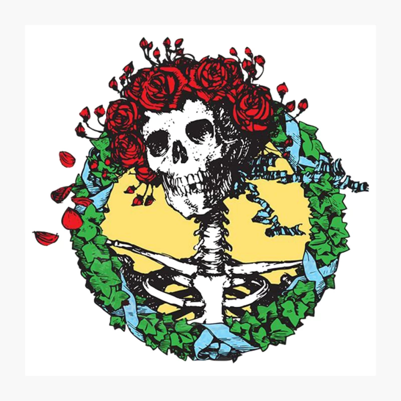 Psychedelic Skull and Roses: A Grateful Dead-Inspired Artwork Pin