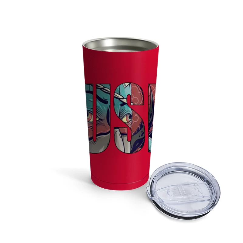 Colorful Artistic Illusion Design Travel Mug