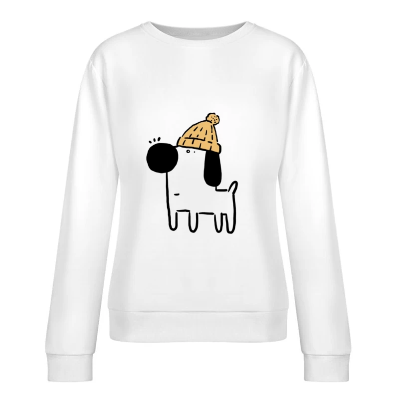 Hund mit Mütze Illustration Damen Pullover Sweatshirt