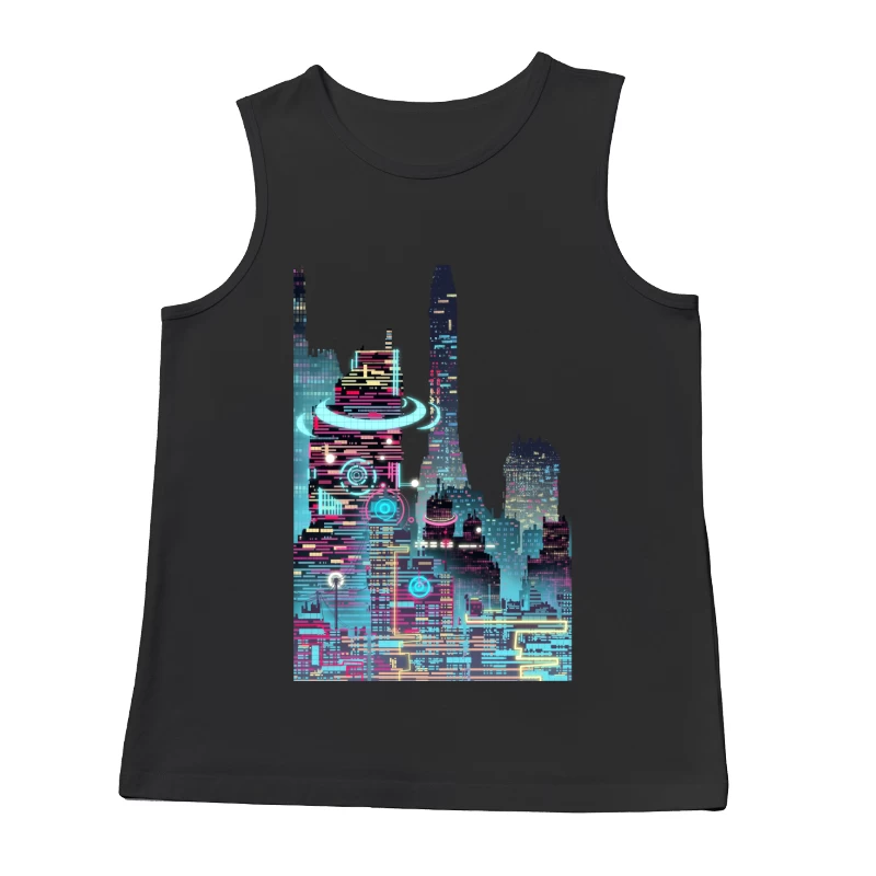 Futuristische Neon-Stadtansicht Herren Tanktops