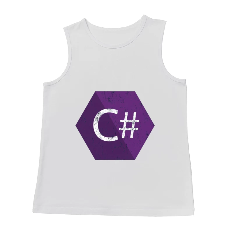 C# Programming Language Logo in Purple Hexagon Male Tank Top