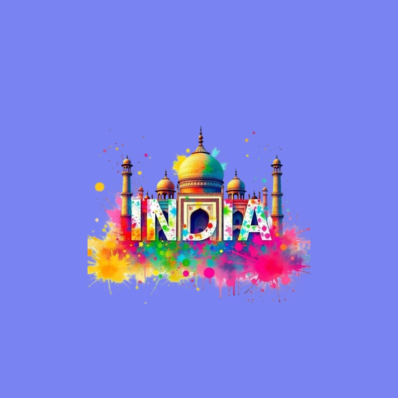 Vibrant Watercolor India Typography with Taj Mahal Silhouette Travel Mug