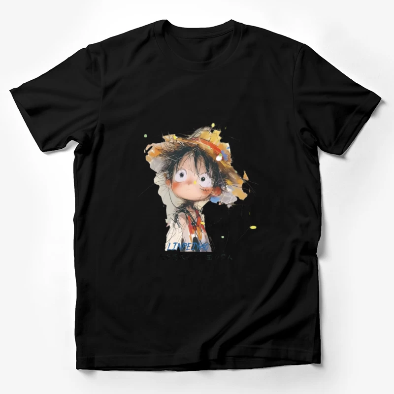 Niedlicher Anime-Charakter in Strohhut Herren T-Shirt